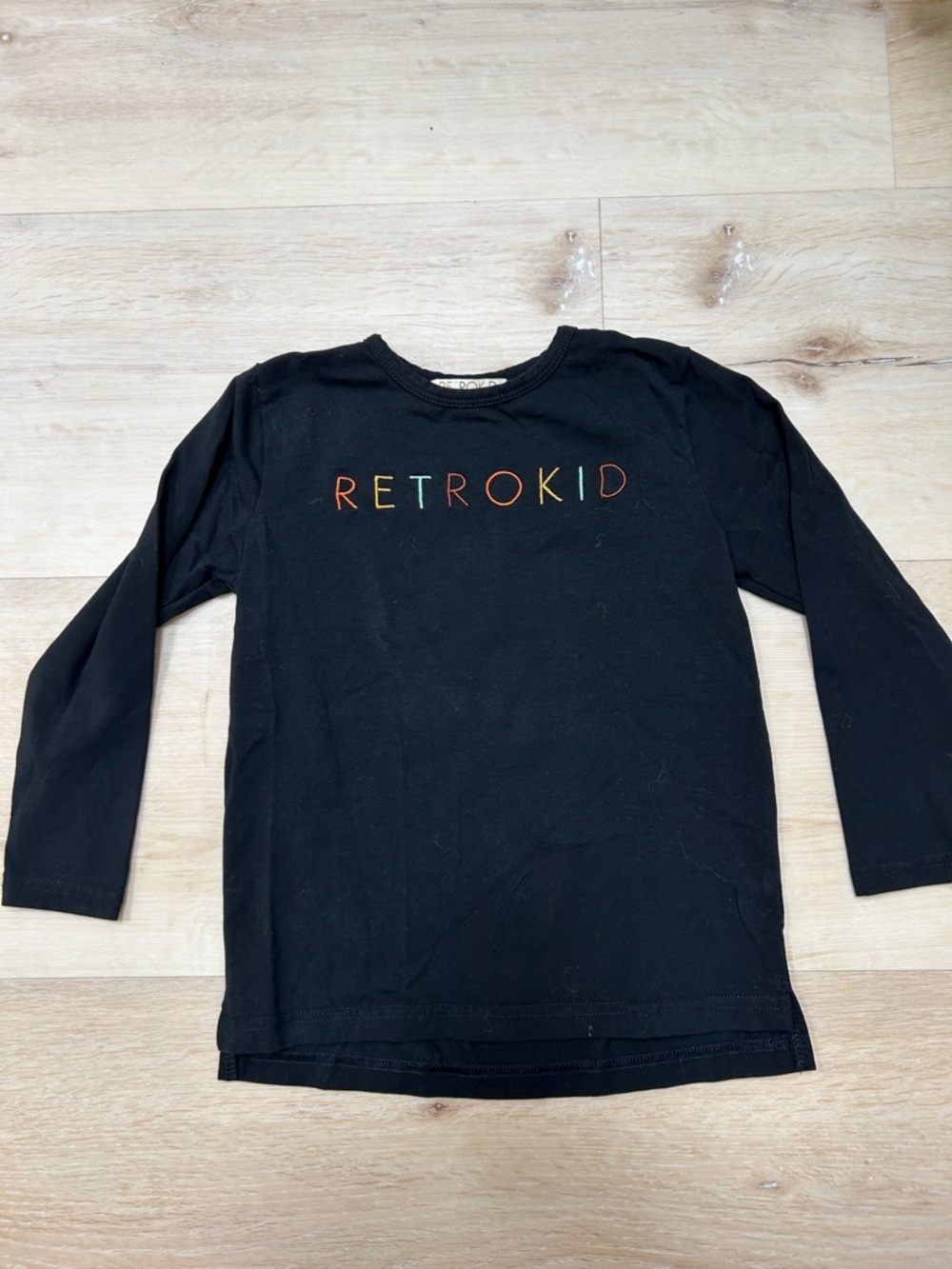 RetroKid Black Long-Sleeve Kids Tee
